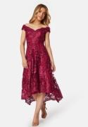 Goddiva Embroidered Lace Dress Wine XL (UK14)