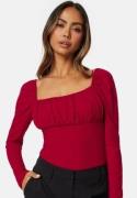 BUBBLEROOM Rushed Square Neck Long Sleeve Top Red XS
