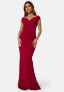 Goddiva Bardot Pleat Maxi Dress Wine XXL (UK18)