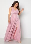 Goddiva Curve Glitter Wrap Front Maxi Curve Dress With Split Pink 48 (...