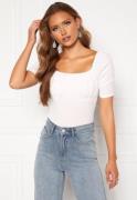 BUBBLEROOM Rushed Square Neck Short Sleeve Top White M