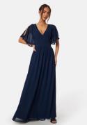 Bubbleroom Occasion Butterfly sleeve chiffon gown Navy 38