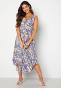 Bubbleroom Occasion Draped Soft Midi Dress Navy / Floral M