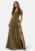 Goddiva Glitter Wrap Maxi Dress Gold XXL (UK18)