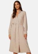 BUBBLEROOM Belted L/S Viscose Shirt Dress Light beige 36