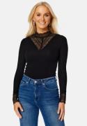 ONLY Tilde L/S High Neck Lace Top JRS Black Detail:BLACK LACE XS