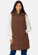 Pieces Jamilla Long Puffer Vest Chicory Coffee XS