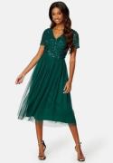 AngelEye Short Sleeve Sequin Embellished Midi Dress Emerald XXL (UK18)