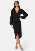 Bubbleroom Occasion Wrap Stretchy Midi Dress Black XL