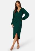 Bubbleroom Occasion Wrap Stretchy Midi Dress Dark green S