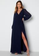 Goddiva Long Sleeve Chiffon Dress Navy XS (UK8)