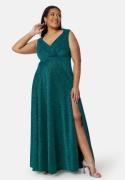 Goddiva Curve Glitter Wrap Front Maxi Curve Dress With Split Green 44 ...