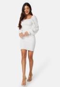 BUBBLEROOM Square Neck Smock Dress Offwhite L