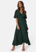 Happy Holly Wrap Midi Viscose Dress Dark green 52/54