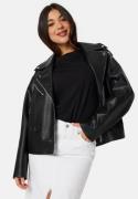 BUBBLEROOM Faux Leather PU Biker Jacket Black 36