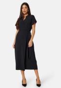 BUBBLEROOM V-neck Short Sleeve Wrap Dress Black 4XL