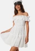 Bubbleroom Occasion Flounce off shoulder dress White M