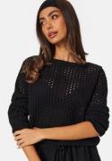 BUBBLEROOM Crochet Knitted Long Sleeve Top Black L
