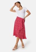 BUBBLEROOM Flounce Midi Wrap Skirt Red/Patterned 2XL
