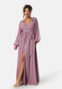 Goddiva Long Sleeve Chiffon Dress Dusty Lavendel M (UK12)