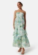 FOREVER NEW Shauna Scallop Trim Midi Dress Green/Floral 40