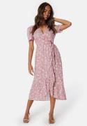 Happy Holly Evie Puff Sleeve Wrap Dress Dusty pink/Patterned 48/50