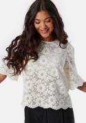 BUBBLEROOM Round Neck Lace Blouse White XL