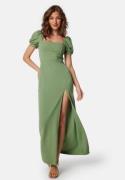 John Zack Puff Sleeve Maxi Dress With Split Sage Green XS (UK8)