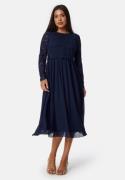 Bubbleroom Occasion Lace Long Sleeve Midi Dress Dark blue 44