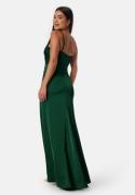 Bubbleroom Occasion Waterfall Satin Gown Dark green 38