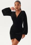 Bubbleroom Occasion Velvet Wrap Dress Black XL