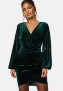 Bubbleroom Occasion Velvet Wrap Dress Dark green L