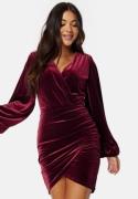 Bubbleroom Occasion Velvet Wrap Dress Dark red L