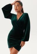 Bubbleroom Occasion Velvet Wrap Dress Dark green XL