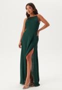 Bubbleroom Occasion Drapy-Back Slit Satin Gown Dark green 42