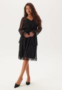 Happy Holly Tiered Puff Sleeve Lace Midi Dress Black 32/34