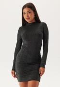 Pieces Pcmonica Ls Glitter Dress Black Detail:SILVER L