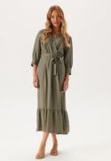 BUBBLEROOM Puff Sleeve Structured Dress  Khaki green XS