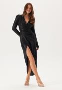 John Zack Sequin Rouch Maxi Dress Black XS (UK8)