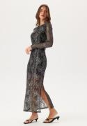 YAS Yaspolima Ls Long Lace Dress  Black Detail:SILVER M