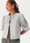 BUBBLEROOM Short Puff Sleeve Blouse Silver L