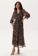 BUBBLEROOM Flounce Midi Dress Leopard L