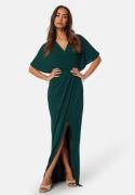 Bubbleroom Occasion Wrap Slit Maxi Dress Dark green L