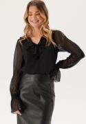 BUBBLEROOM V-neck Frill L/S Chiffon Blouse Black 46