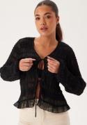 BUBBLEROOM Sheer Tie Blouse Black M