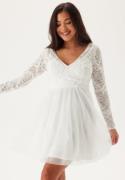 Bubbleroom Occasion 3D Flower L/S Lace Dress White 38