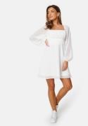 Bubbleroom Occasion Square Neck L/S Chiffon Dress White 38