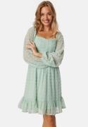 BUBBLEROOM Dobby Dot Ruched  Dress Light green M