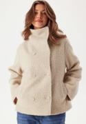 BUBBLEROOM High Neck Short Bouclé Coat Beige S