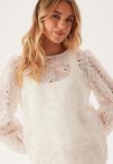 BUBBLEROOM Puff Sleeve Embroidered Blouse White S